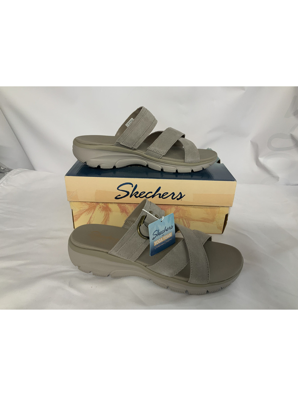 SKECHERS ADJUSTABLE SUEDE SANDALS-SIZE 10